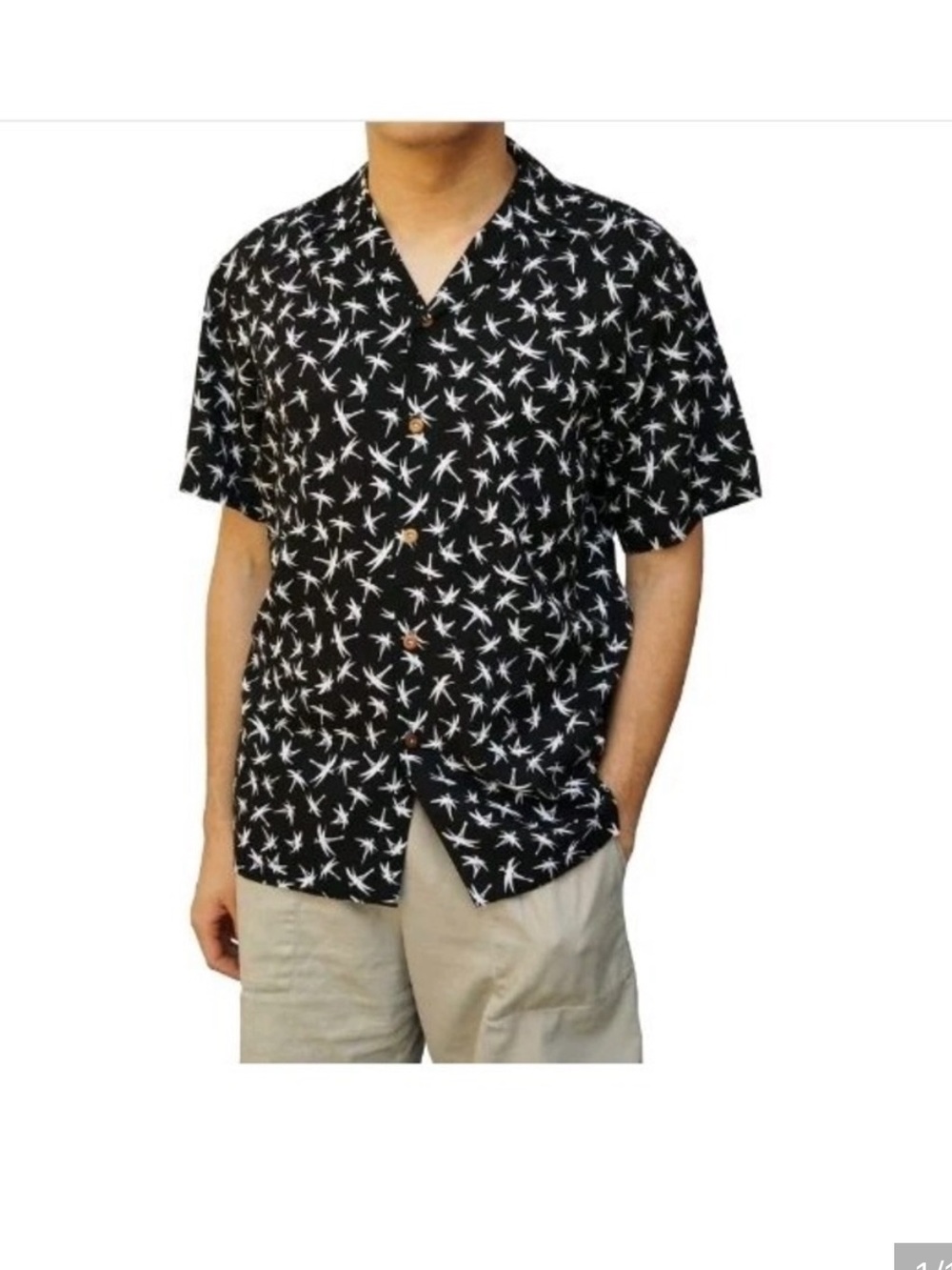 Paradise Found Hawaiian Shirt Black White Size XL
